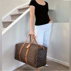 Authentic Louis Vuitton sac souple 55 monogram travel duffle bag unisex